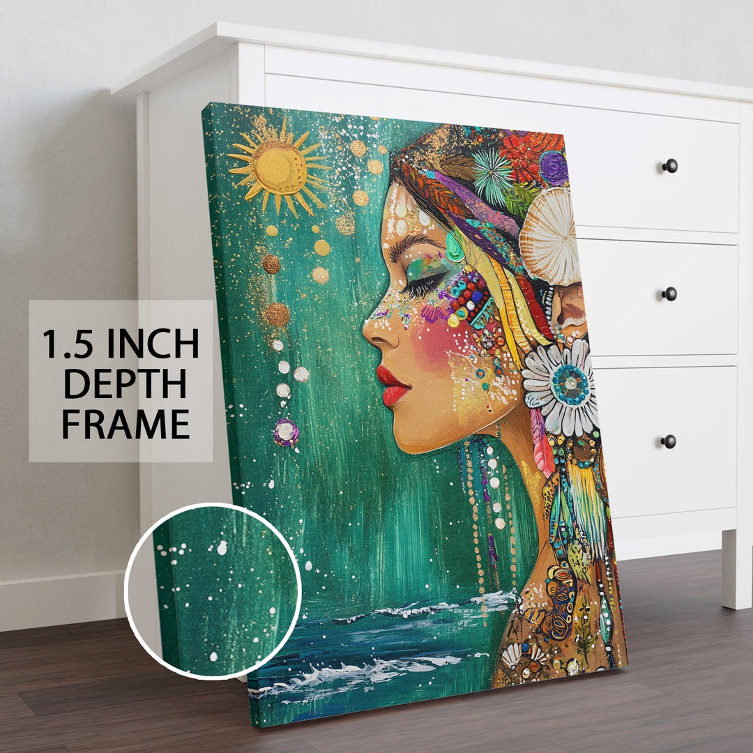 Tribal Elegance Wall Art Painting, HD Canvas Print, Framed, Ready to Hang. (BOMWA79)