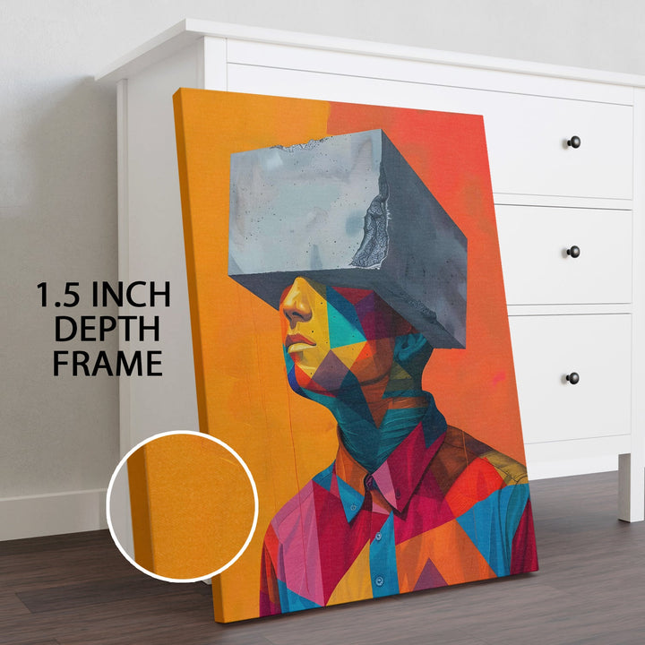 Mind Block – Abstract Surreal Portrait Wall Art, HD Canvas Print, Framed, Ready to Hang. (POMWA324)