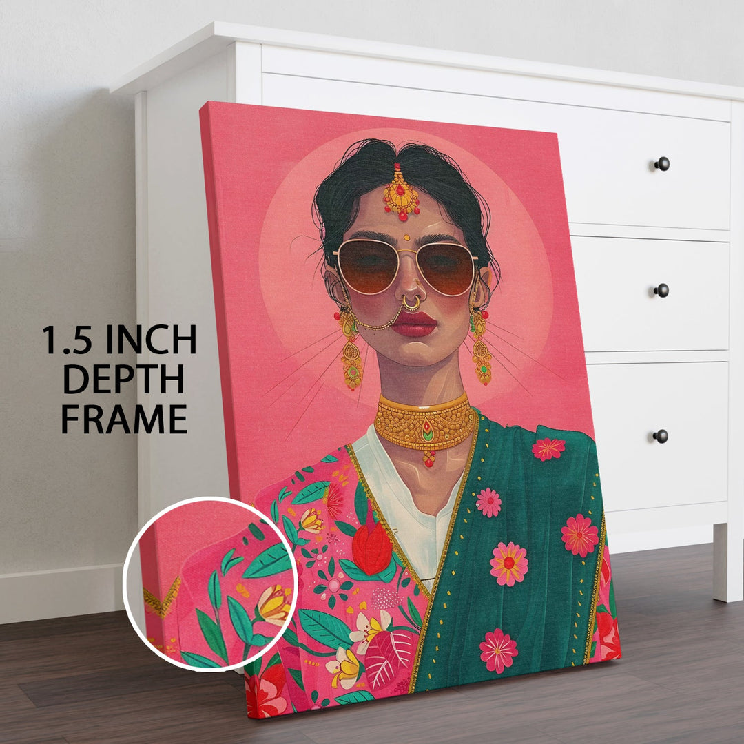 Desi Diva Wall Art Painting, HD Canvas Print, Framed, Ready to Hang. (POMWA231)
