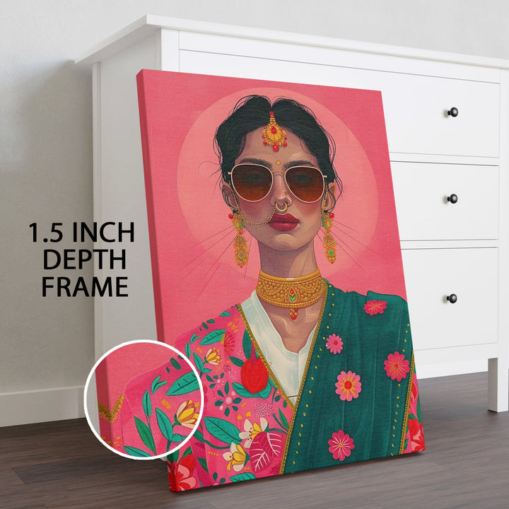 Desi Diva Wall Art Painting, HD Canvas Print, Framed, Ready to Hang. (POMWA231)