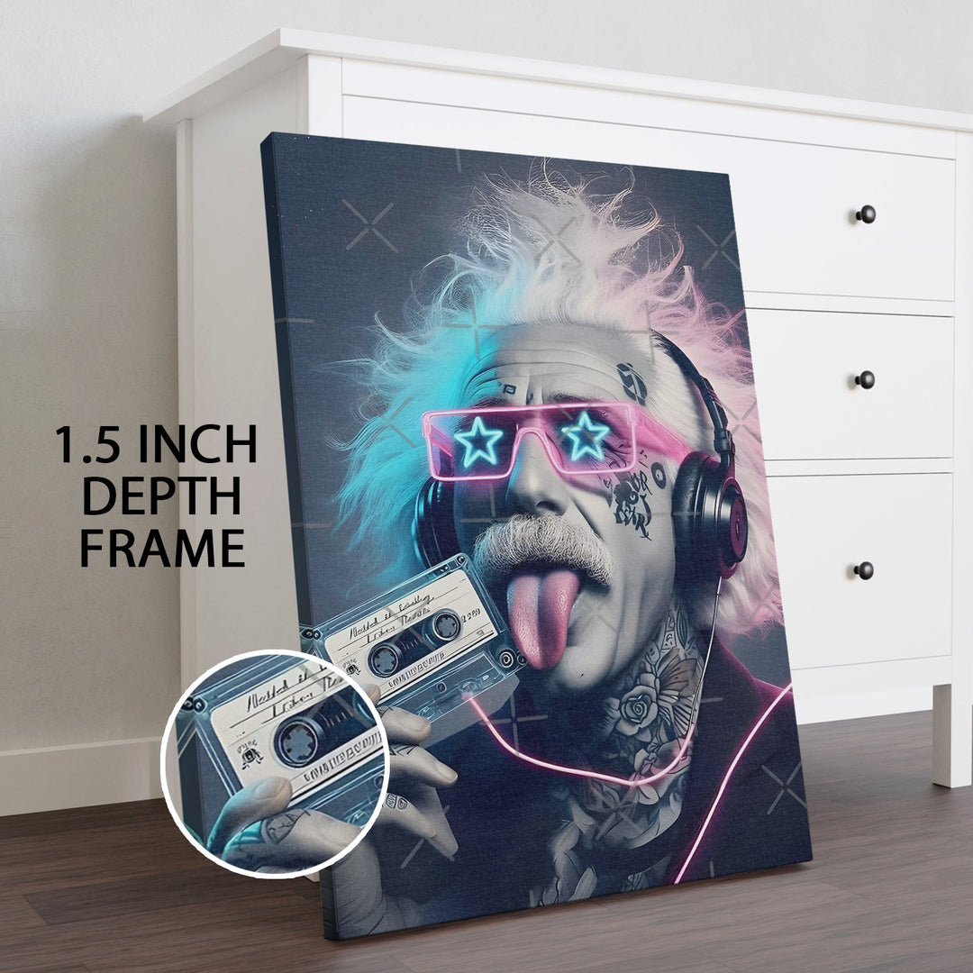 Electric Einstein Wall Art Painting, HD Canvas Print, Framed, Ready to Hang. (POMWA299)