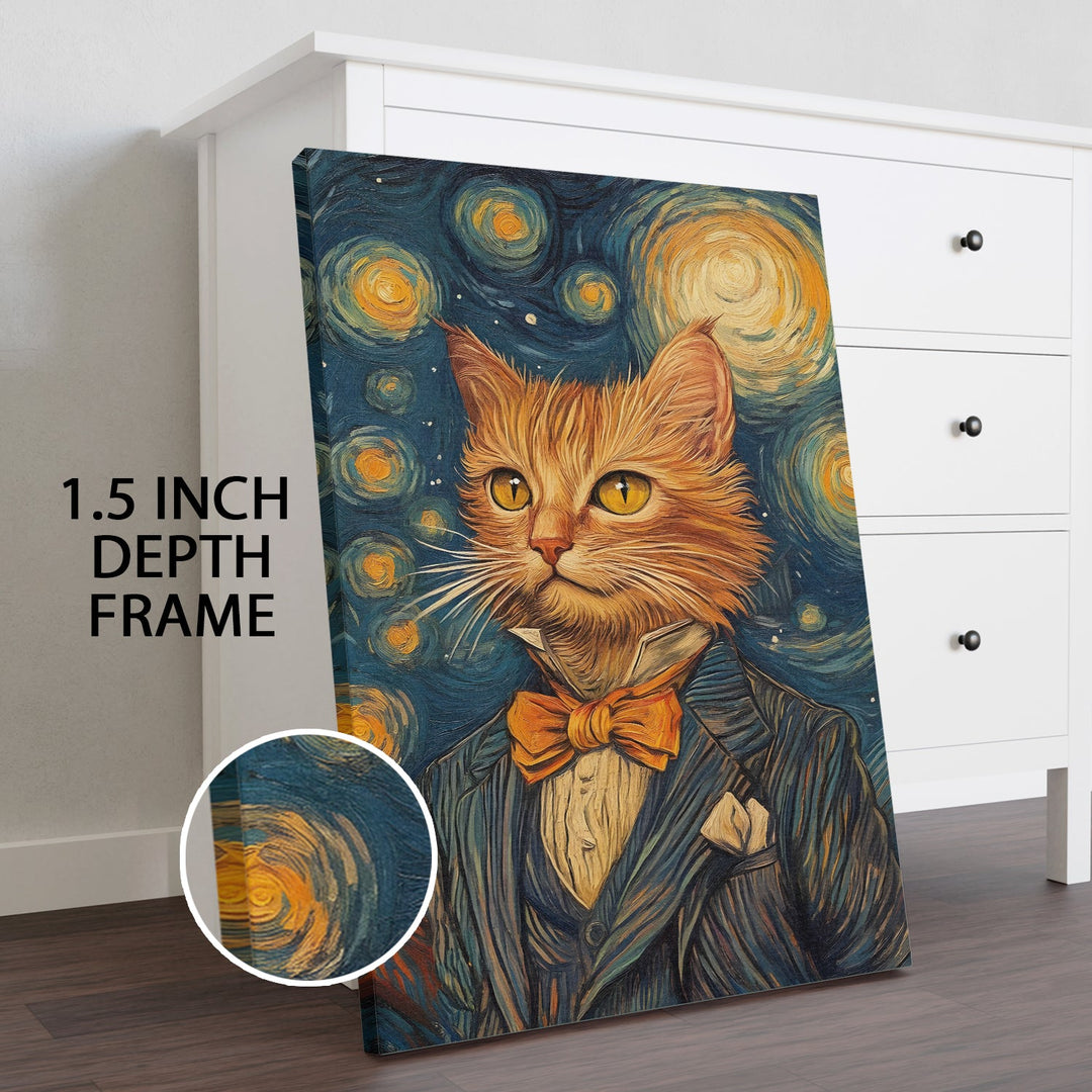 The Feline Van Gogh Wall Art Painting, HD Canvas Print, Framed, Ready to Hang. (VGCWA117)