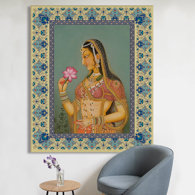 Mughal Indian Wall Art Large Size Canvas Painting For Home and Office Wall Decoration