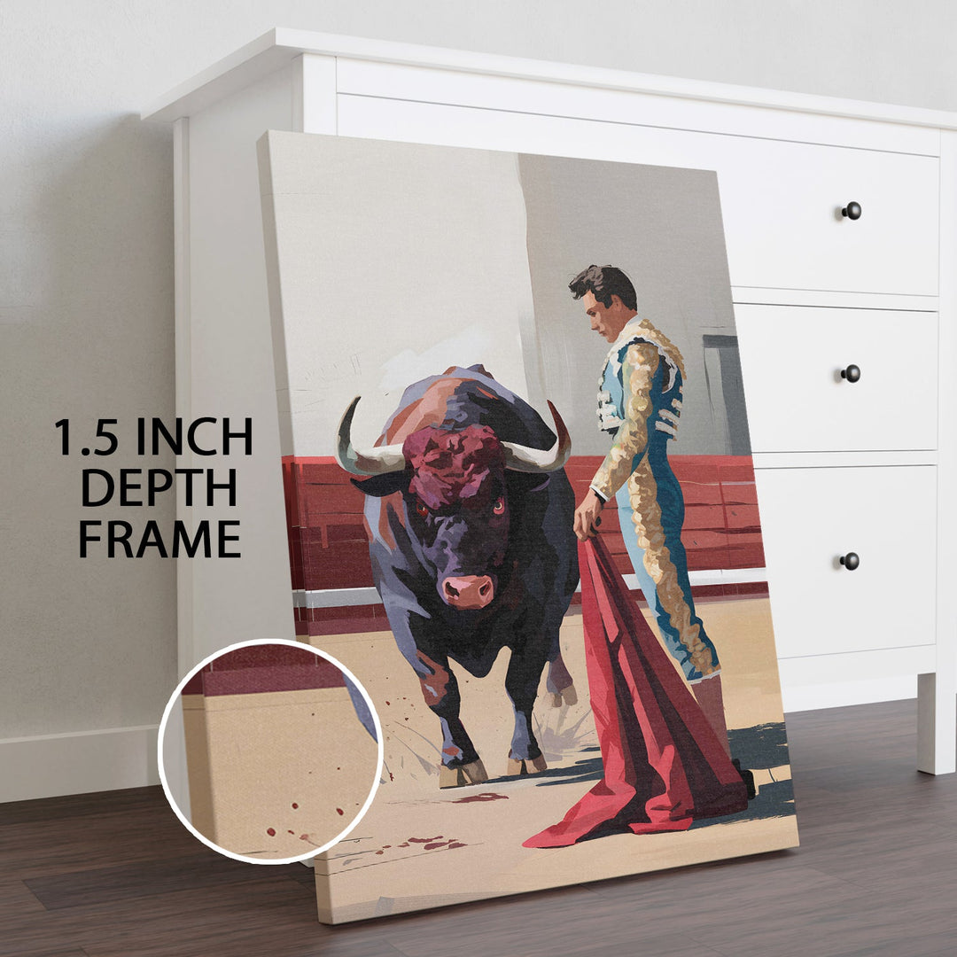 Bullfighter’s Poise Wall Art Painting, HD Canvas Print, Framed, Ready to Hang. (POMWA183)