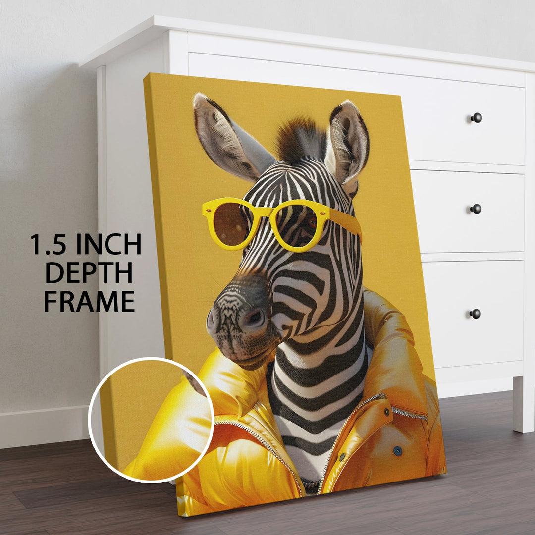 Street Style Zebra – Cool Animal Wall Art Painting, HD Canvas Print, Framed, Ready to Hang. (POMWA325)