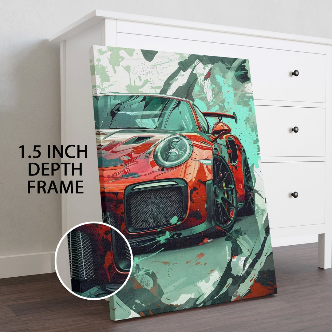 Crimson Drive Wall Art Painting, HD Canvas Print, Framed, Ready to Hang. (POMWA215)