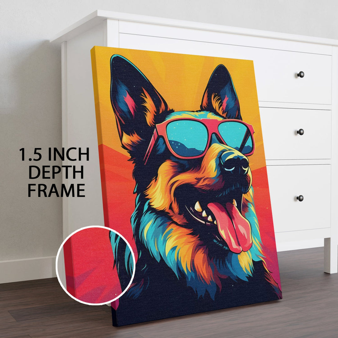 Sunglass Shepherd Wall Art Painting, HD Canvas Print, Framed, Ready to Hang. (POMWA278)