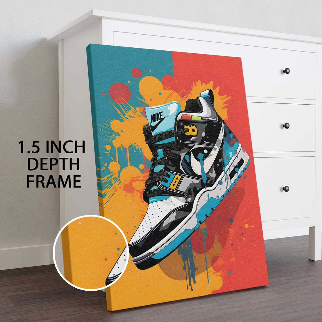 Sneaker Splash Wall Art Painting, HD Canvas Print, Framed, Ready to Hang. (POMWA258)