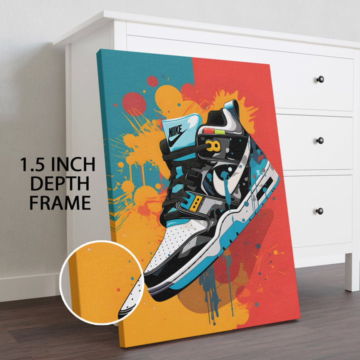 Sneaker Splash Wall Art Painting, HD Canvas Print, Framed, Ready to Hang. (POMWA258)