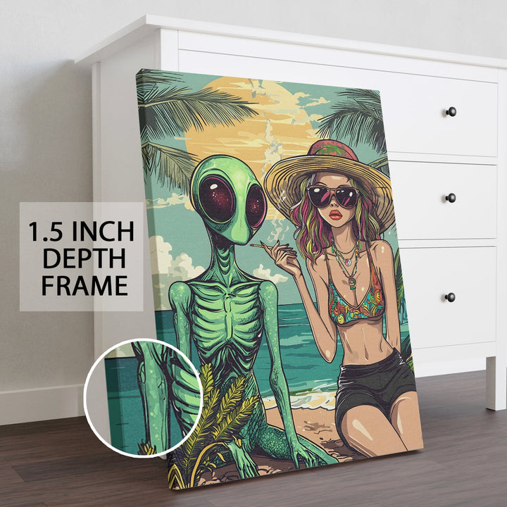 Intergalactic Summer Wall Art Painting, HD Canvas Print, Framed, Ready to Hang. (POMWA85)