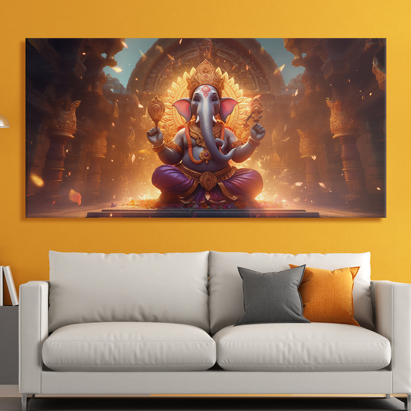 Lord Ganesha Canvas Painting Framed For Home and office