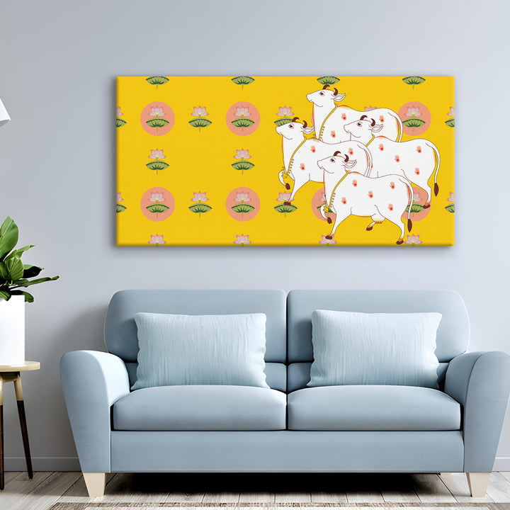 Indian Traditional Pichwai Wall Art Canvas Painting for Home Decor (PICHWA08)