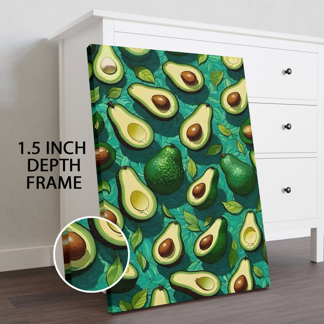 Avocado Love – Vibrant Kitchen Wall Art, HD Canvas Print, Framed, Ready to Hang. (POMWA328)