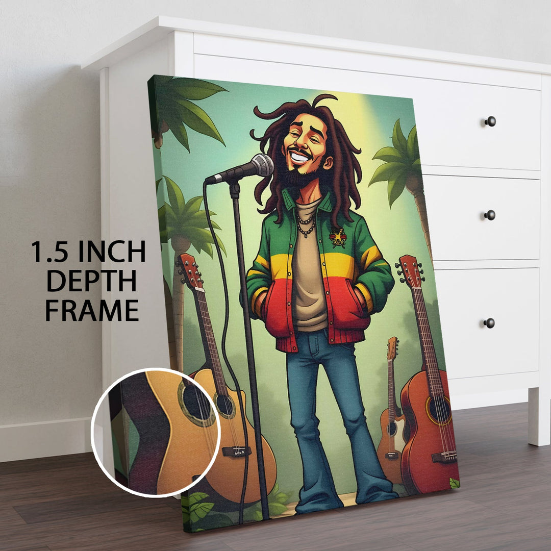 Reggae Soul – Cartoon Pop Wall Art Painting, HD Canvas Print, Framed, Ready to Hang. (POMWA318)