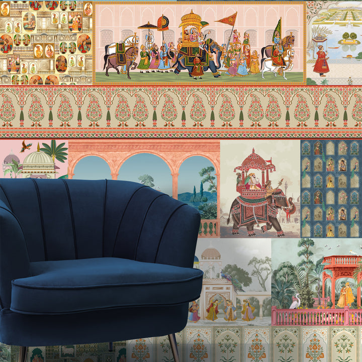 Regal Patchwork Palace – Indian Heritage Collage Wallpaper. (PATCH001)