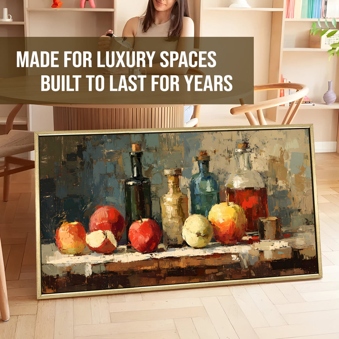 European Kitchen Wall Art, HD Canvas Print, Golden Floater Framed, Ready to Hang, (24 In x 48 In). (EURP-WA-07)