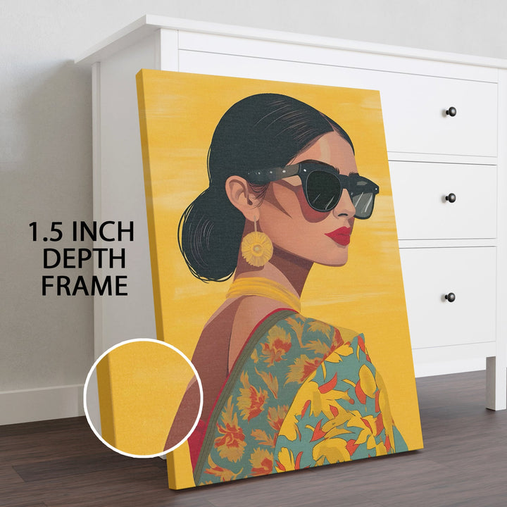 Sunshine Saree Wall Art Painting, HD Canvas Print, Framed, Ready to Hang. (POMWA232)
