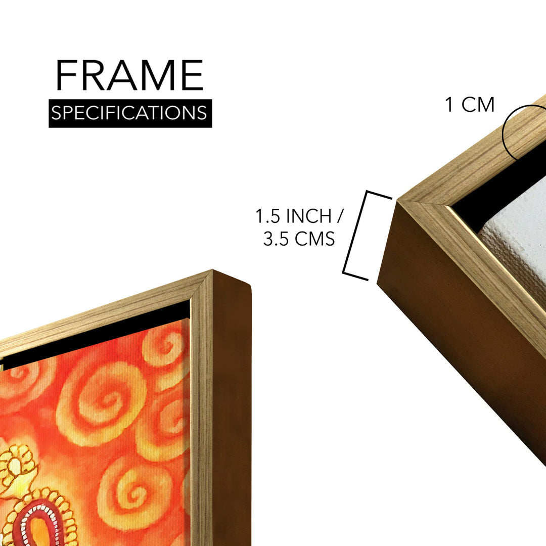 Kerala Mural Canvas Print Painting with Golden Floating Frame – Traditional Indian Wall Art for Home & Office Decor – Size: 3X4 Feet (KAMUWA06)