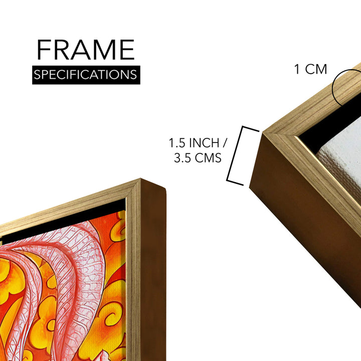 Kerala Mural Canvas Print Painting with Golden Floating Frame – Traditional Indian Wall Art for Home & Office Decor – Size: 3X4 Feet (KAMUWA08)