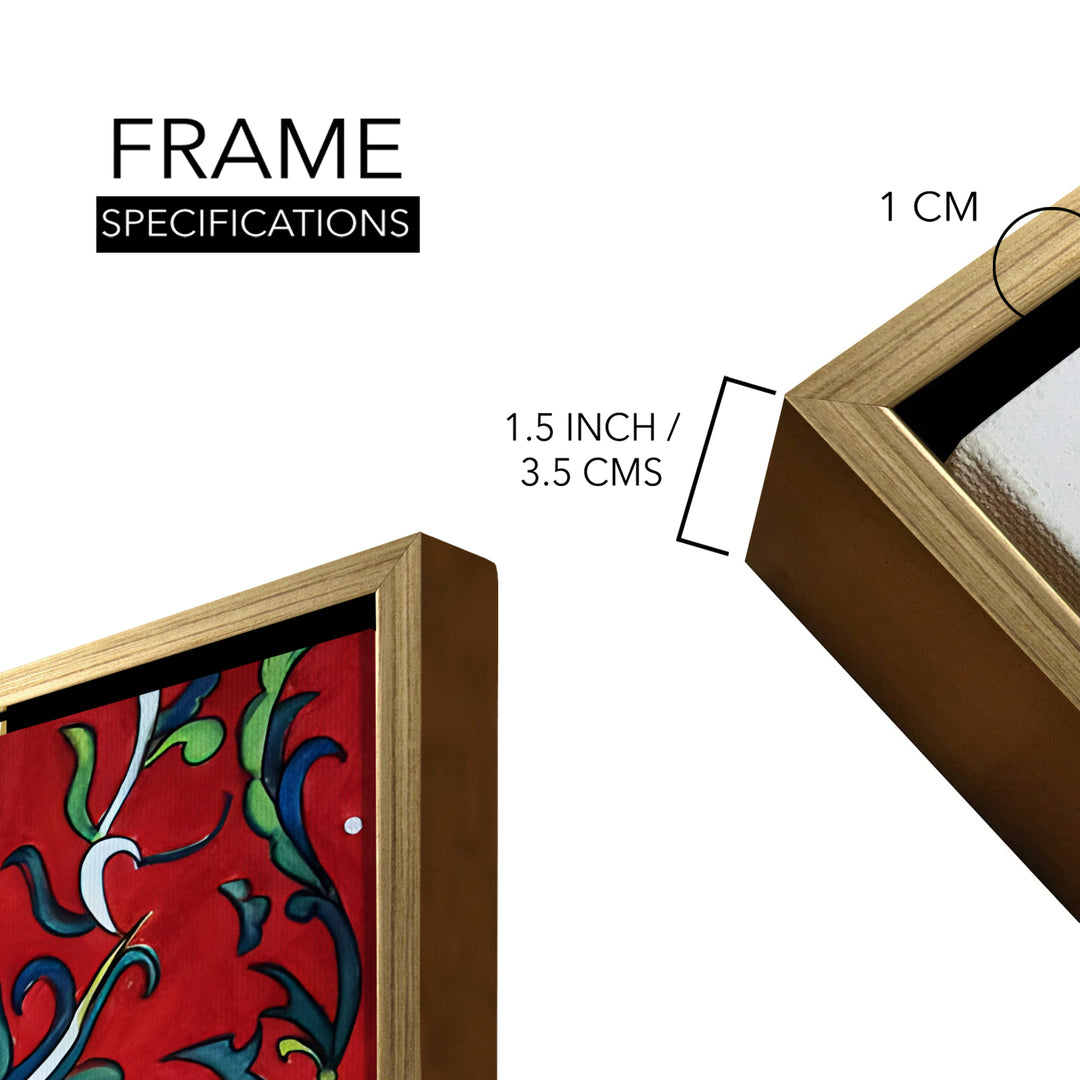 Kerala Mural Canvas Print Painting with Golden Floating Frame – Traditional Indian Wall Art for Home & Office Decor – Size: 3X4 Feet (KAMUWA09)