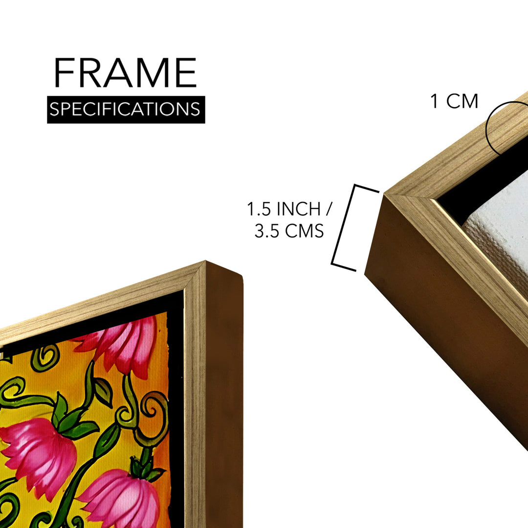 Kerala Mural Canvas Print Painting with Golden Floating Frame – Traditional Indian Wall Art for Home & Office Decor – Size: 3X4 Feet (KAMUWA05)