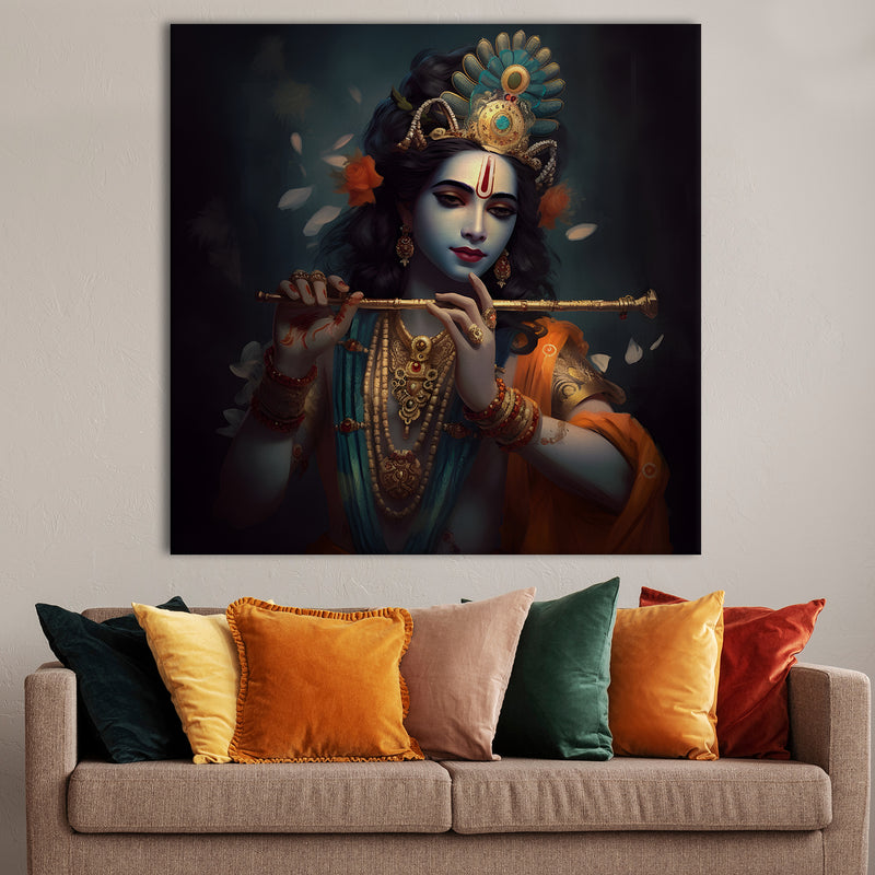 Krishna and Radha Wall Art Canvas Paintings Framed on Wood