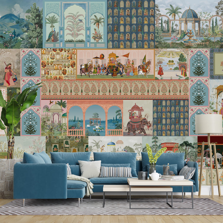 Regal Patchwork Palace – Indian Heritage Collage Wallpaper. (PATCH001)