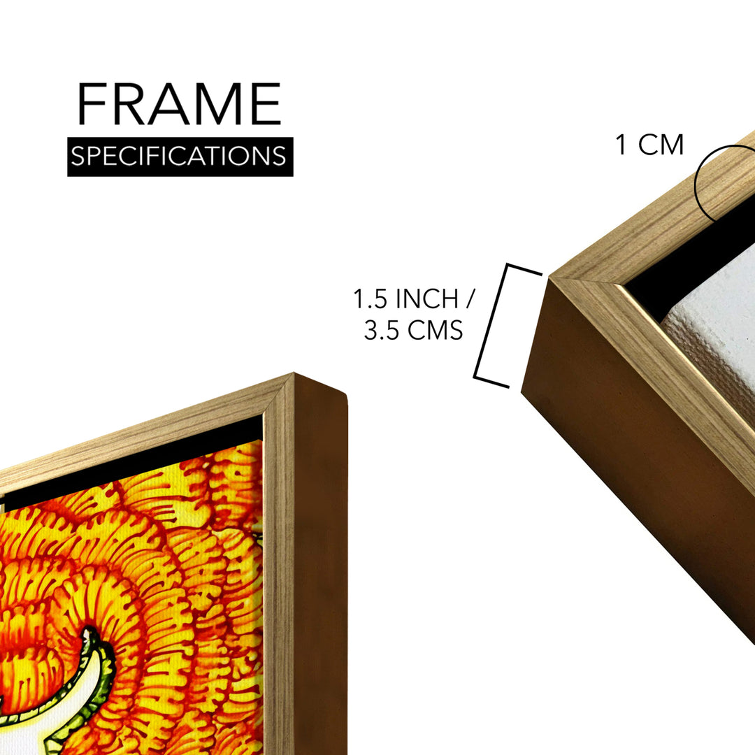 Kerala Mural Canvas Print Painting with Golden Floating Frame – Traditional Indian Wall Art for Home & Office Decor – Size: 3X4 Feet (KAMUWA07)