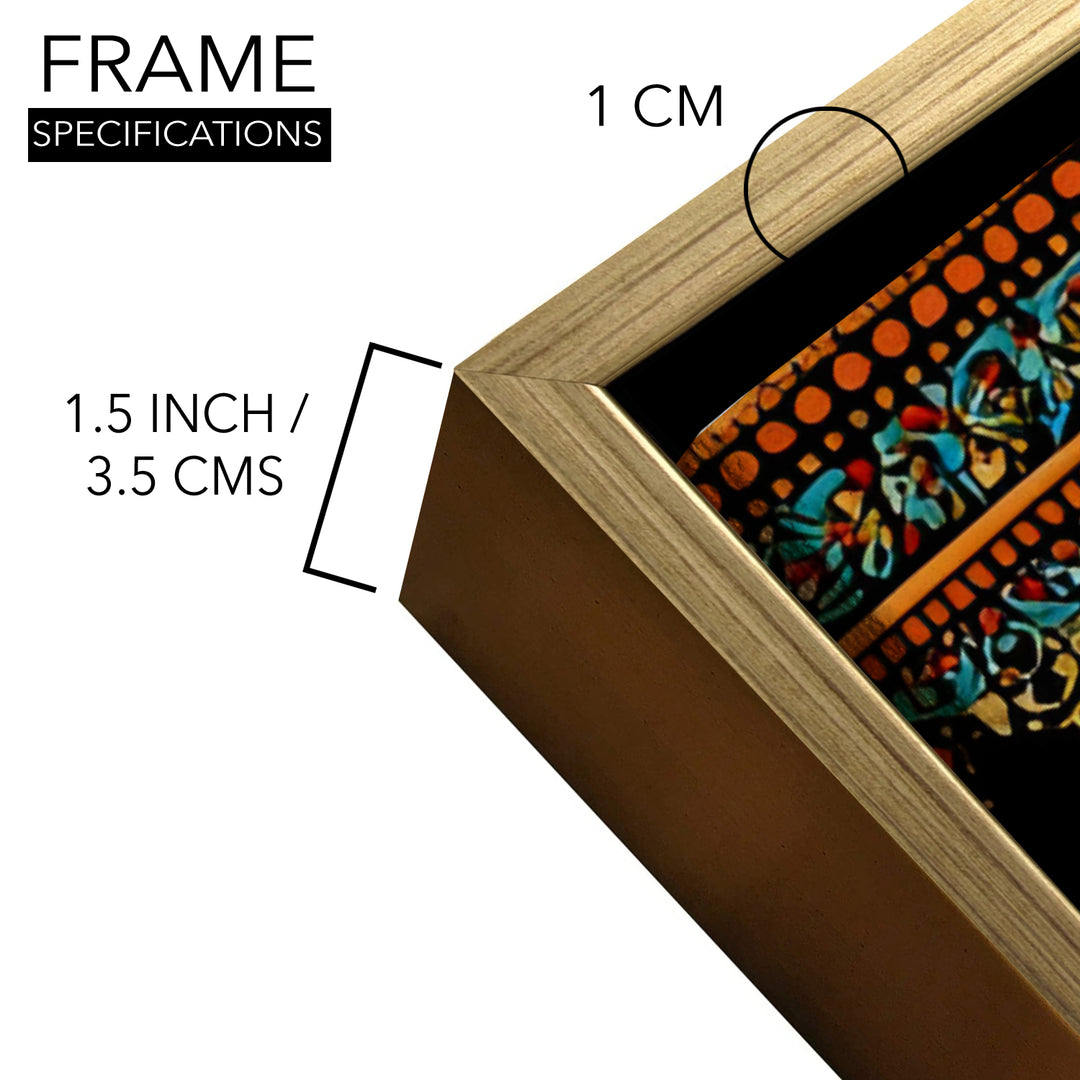 Banaras Ghats Painting Wall Art – Varanasi Riverfront with Golden Floater Frame – HD Print Large Canvas, Ready to Hang, Size: 2X4FT, (BAWA44)