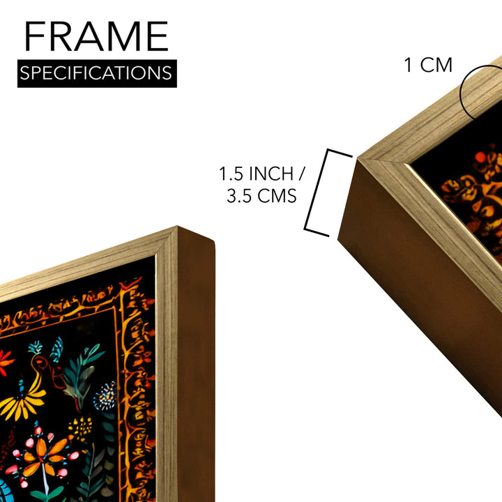 Banaras Ghats Painting Wall Art – Varanasi Riverfront with Golden Floater Frame – HD Print Large Canvas, Ready to Hang, Size: 3X4FT, (BAWA23)