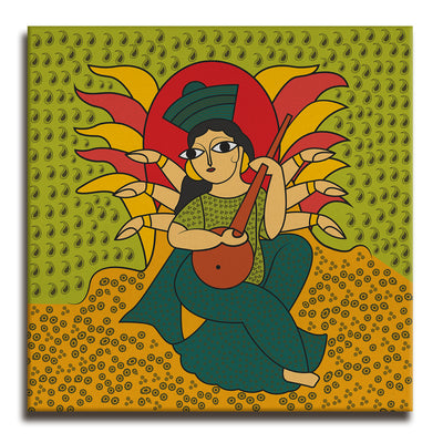 Indian Kalighat Wall Art Large Size Canvas Painting For Home Decor Ready To Hang Art