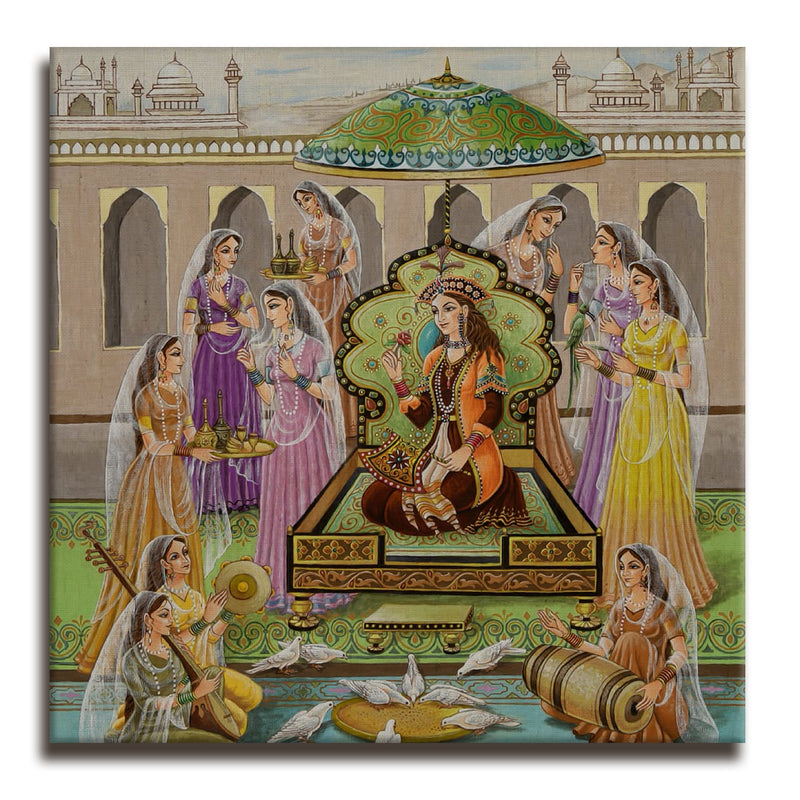 Mughal Wall Art Large Size Canvas Painting For Home Decoration
