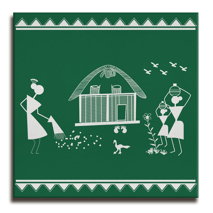 Ethnic Warli Canvas Painting For Living Room and Hotels Decoration