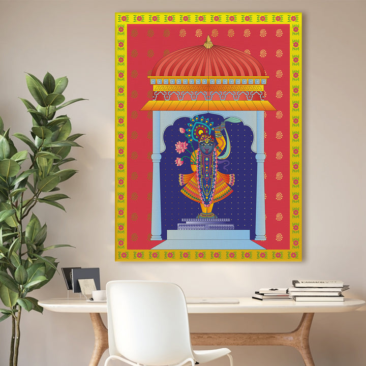 Shreenathji Pichwai Wall Art | HD Canvas Print | Ready to Hang | Wall Art for Temple, living room, Hallway | Size: 36 inch X 48 inch (SHNAWA05)