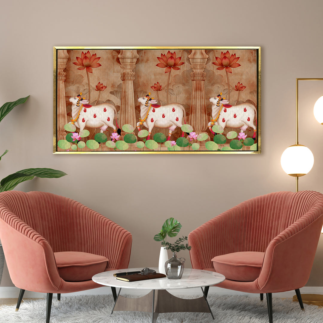 Indian Traditional Pichwai Wall Art Canvas Painting for Home Decor (PICHWA07)