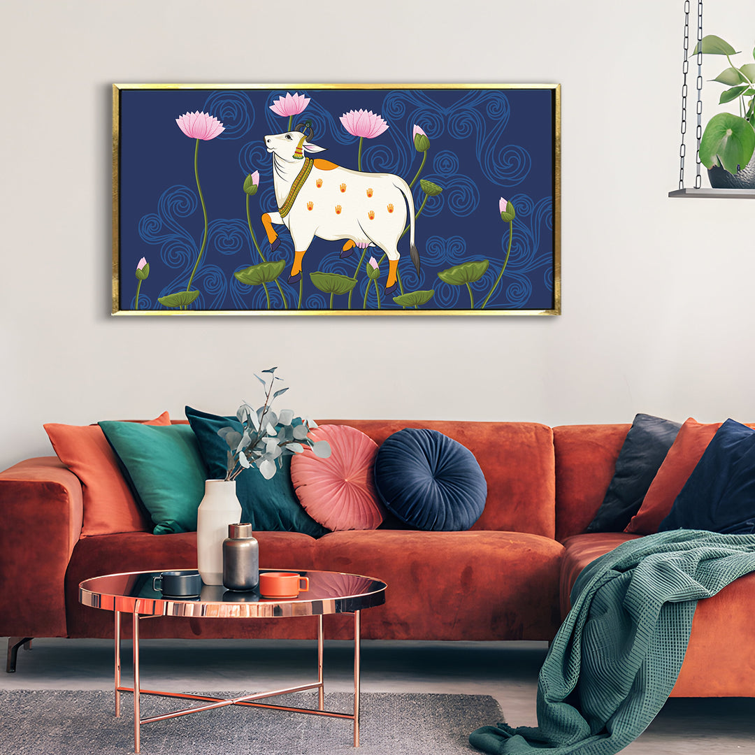 Indian Traditional Pichwai Wall Art Canvas Painting for Home Decor (PICHWA12)