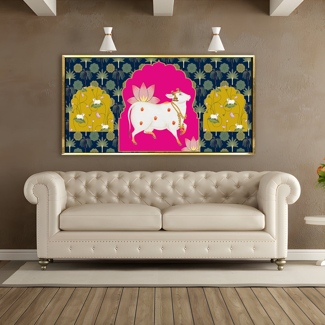 Indian Traditional Pichwai Wall Art Canvas Painting for Home Decor (PICHWA10)