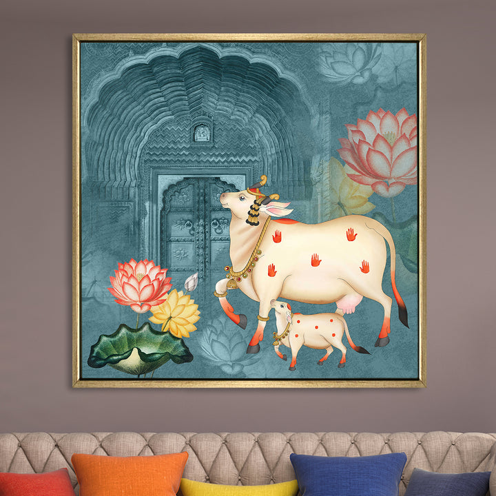 Traditional Indian Pichwai Wall Art Canvas Painting for Home Decor (PICHWA01)