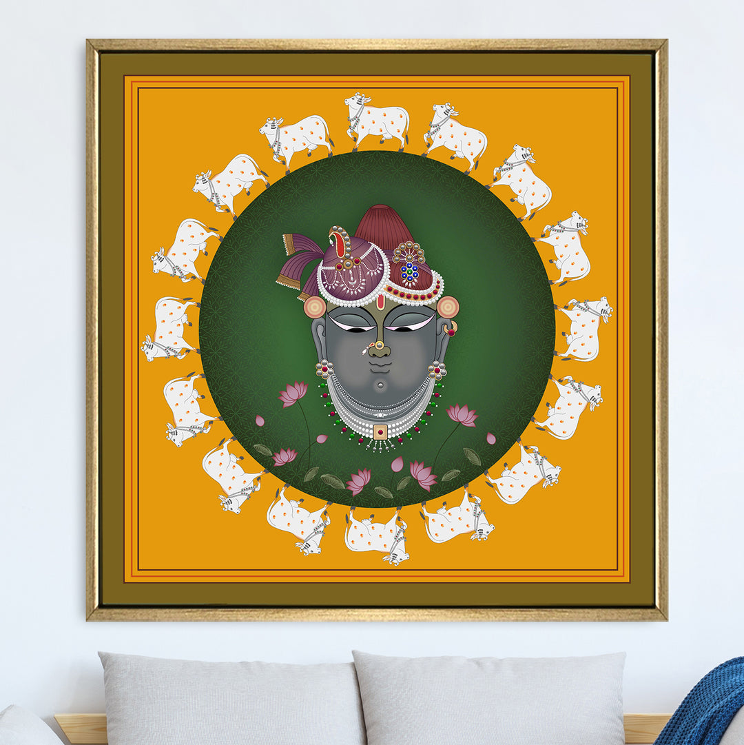 Traditional Indian Pichwai Wall Art Canvas Painting for Home Decor Ready to Hang (PICHWA03)