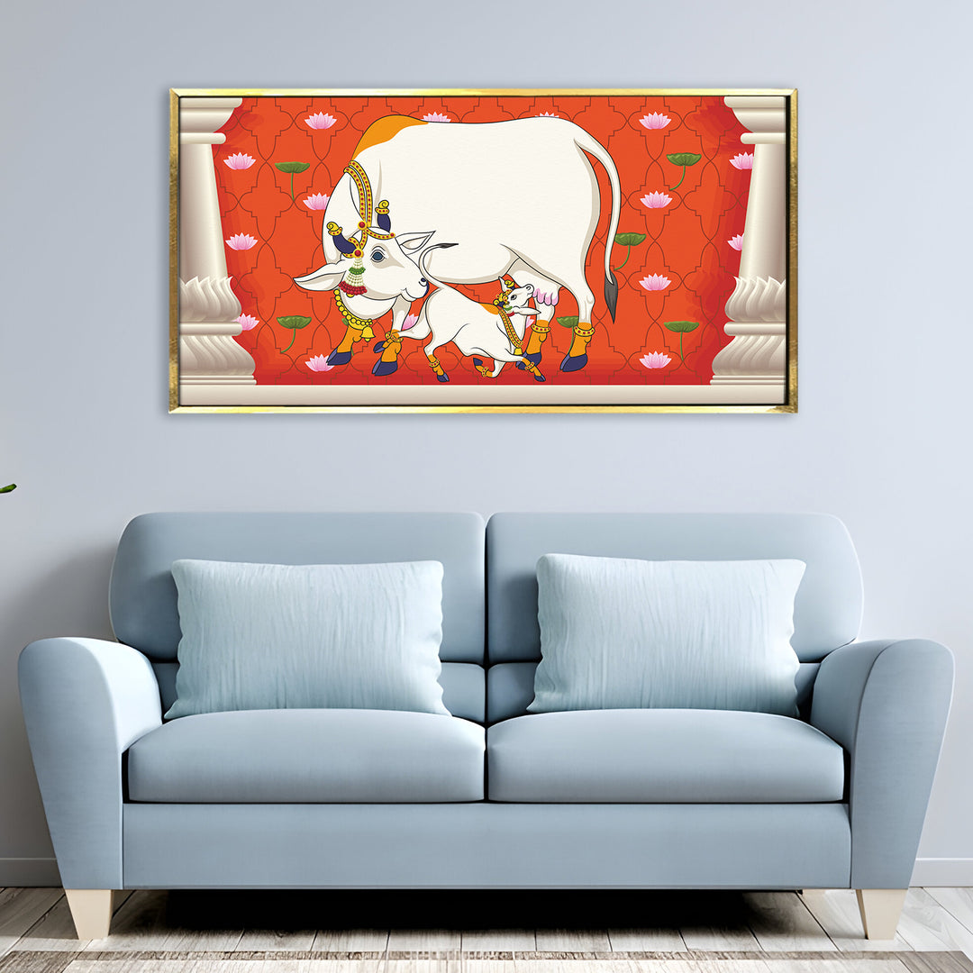 Indian Traditional Pichwai Wall Art Canvas Painting for Home Decor (PICHWA13)