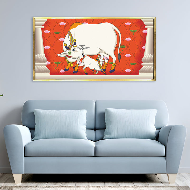 Indian Traditional Pichwai Wall Art Canvas Painting for Home Decor (PICHWA13)