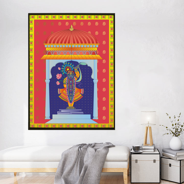 Shreenathji Pichwai Wall Art | HD Canvas Print | Ready to Hang | Wall Art for Temple, living room, Hallway | Size: 36 inch X 48 inch (SHNAWA05)