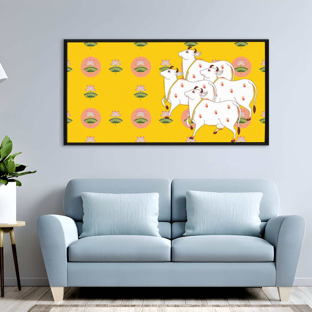 Indian Traditional Pichwai Wall Art Canvas Painting for Home Decor (PICHWA08)