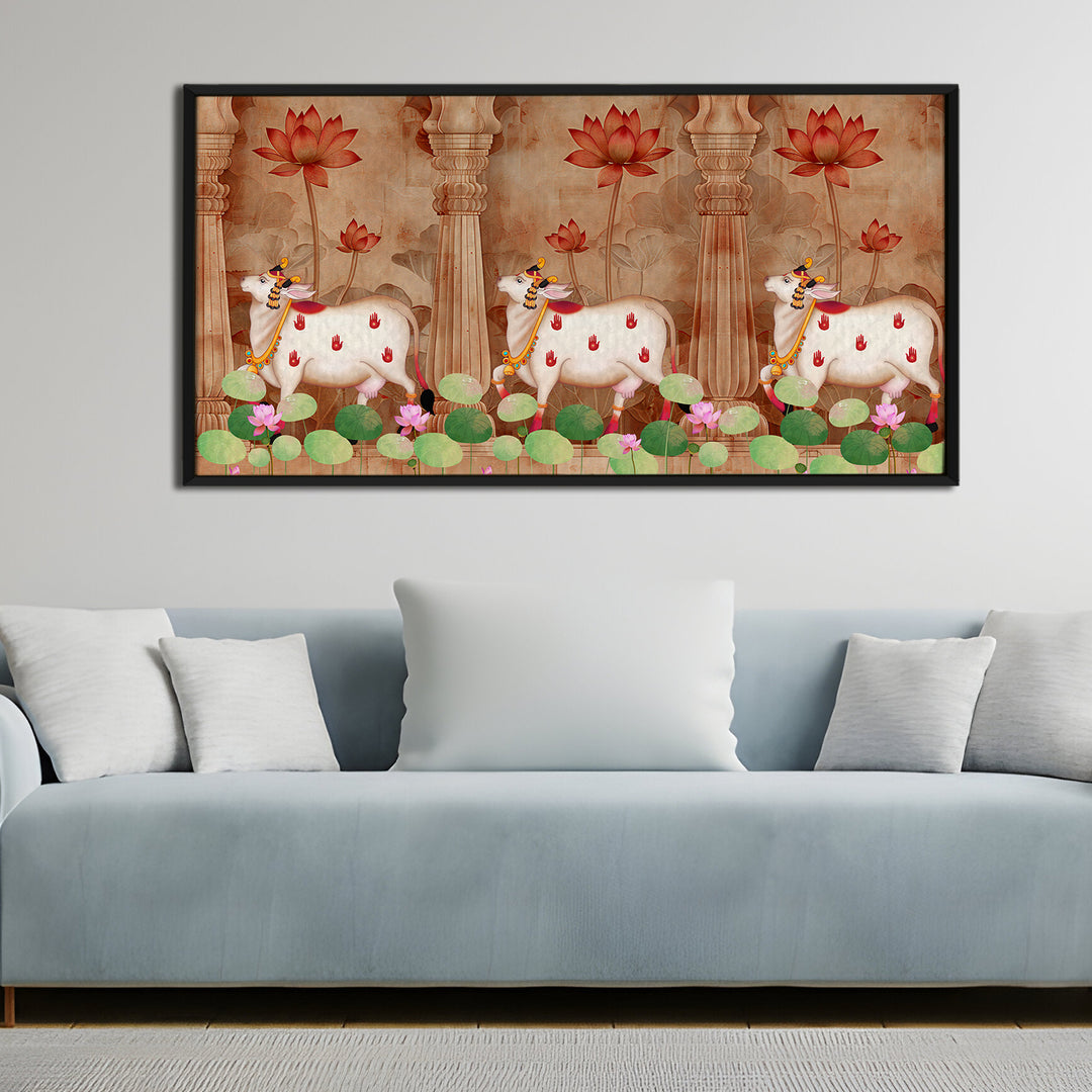 Indian Traditional Pichwai Wall Art Canvas Painting for Home Decor (PICHWA07)