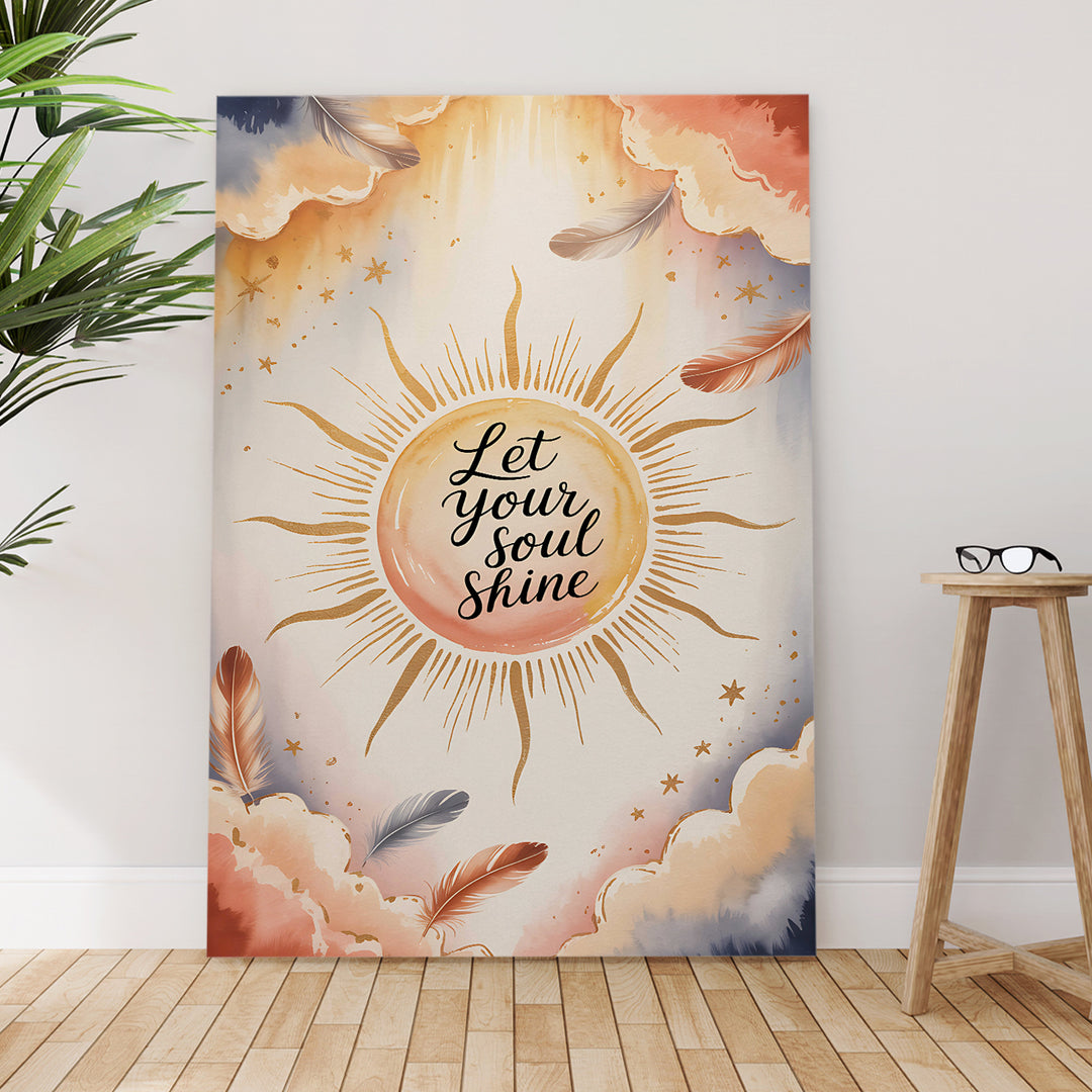 Let Your Soul Shine Boho Motivational Wrapped Canvas HD Print (BOHO_WA_040)