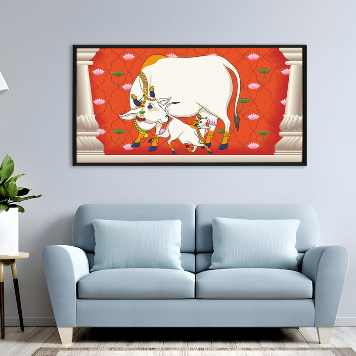 Indian Traditional Pichwai Wall Art Canvas Painting for Home Decor (PICHWA13)