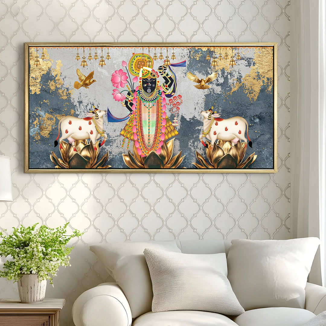 Indian Traditional Pichwai Wall Art Canvas Painting for Home Decor (PICHWA16)