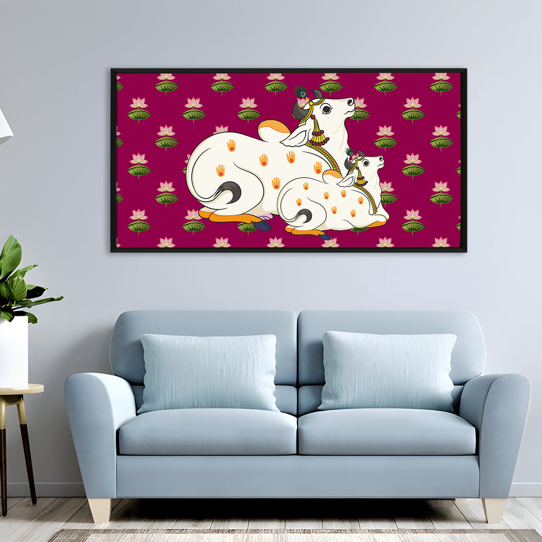Indian Traditional Pichwai Wall Art Canvas Painting for Home Decor (PICHWA09)