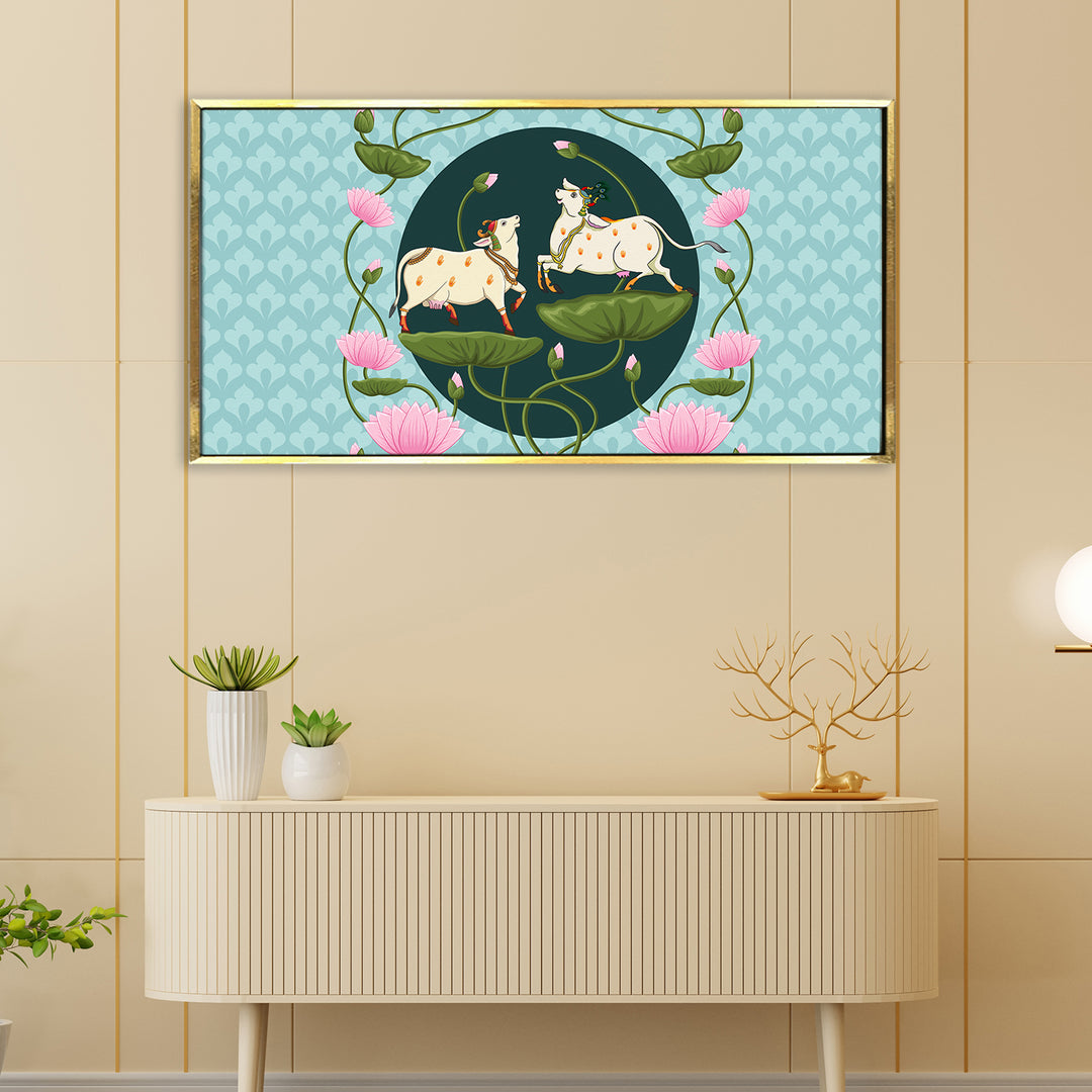 Indian Traditional Pichwai Wall Art Canvas Painting for Home Decor (PICHWA11)