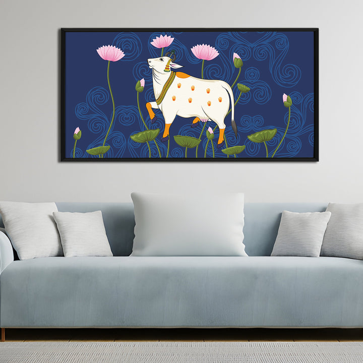 Indian Traditional Pichwai Wall Art Canvas Painting for Home Decor (PICHWA12)